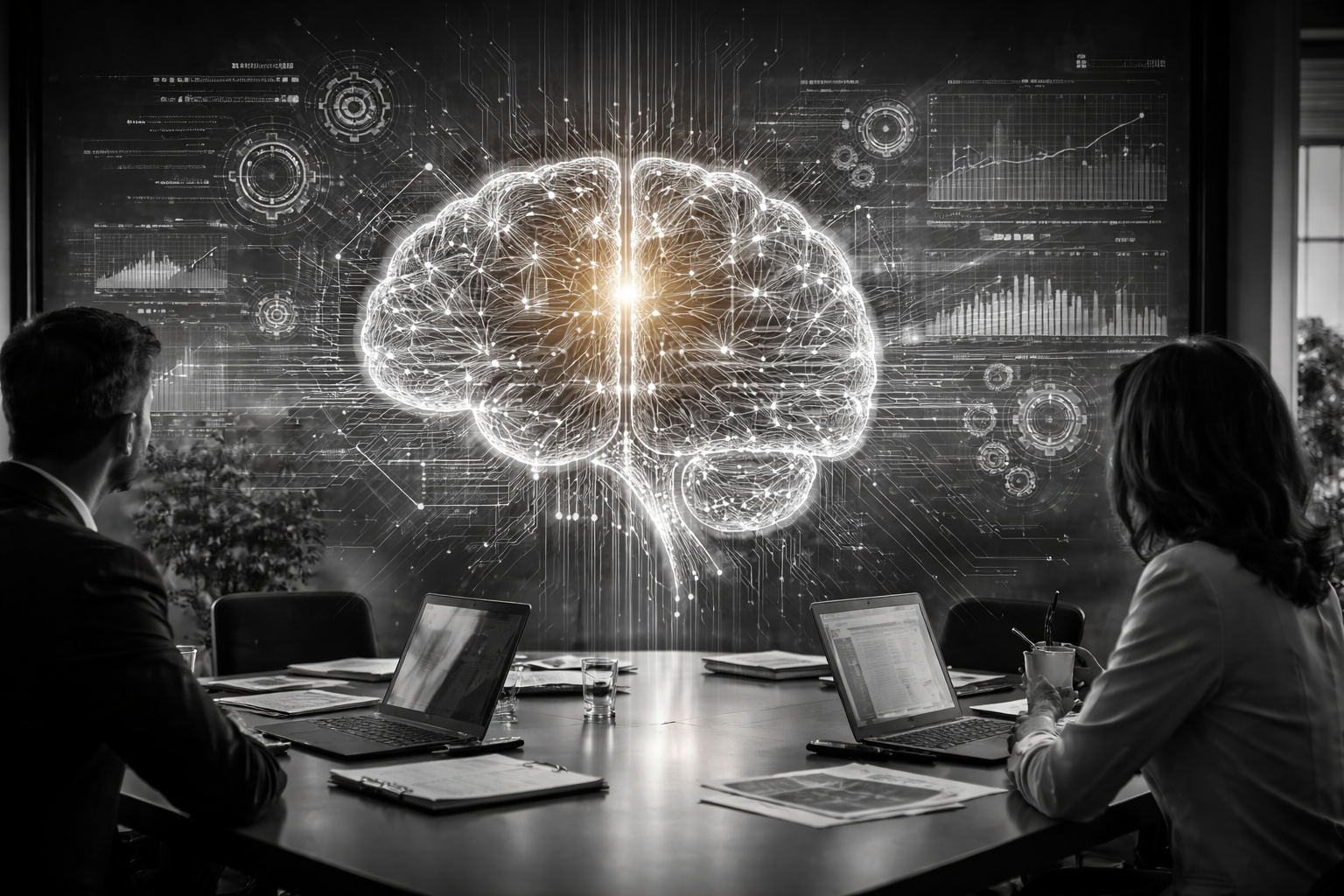 Monochrome banner representing enterprise AI governance and audit oversight